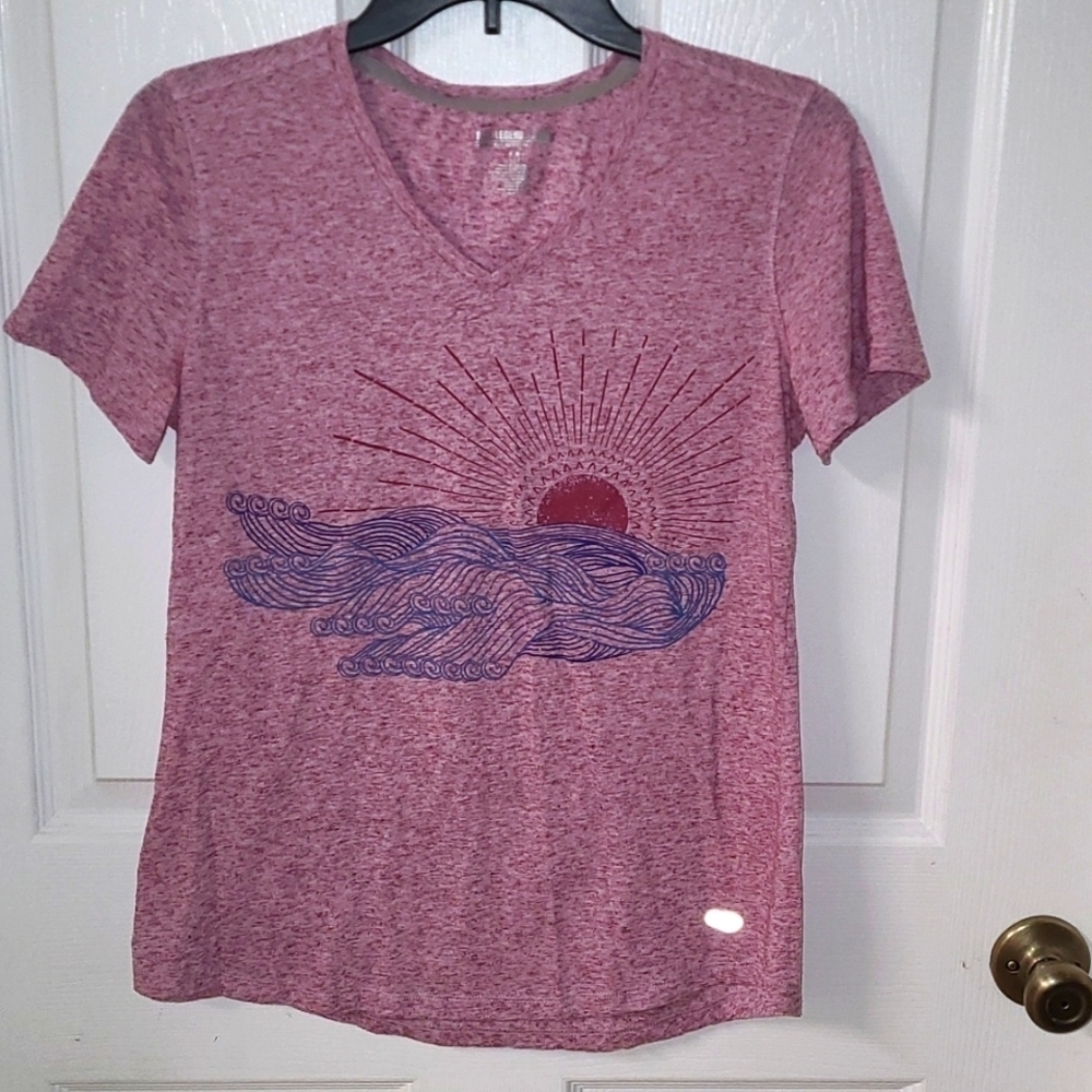 Reel Legend Performance Outfitters Heathered Fushia Navy Blue Waves Sun Medium